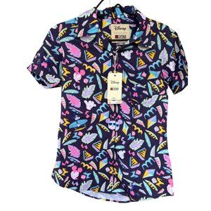 NWT Disney RSVLTS XSmall Mens Hawaiian Shirt Surf  Mickey  Retro Neon Design